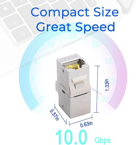 RJ45 مقرنة كيستون جاك Cat6A 10G، Cat6A أنثى كيستون STP للوحة الحائط ولوحة التصحيح، محمية Rj45 جاك مطلية بالذهب سبائك الزنك الإسكان لCat7، Cat6، Cat6A، Cat5 كابلات 12 حزمة in Kuwait