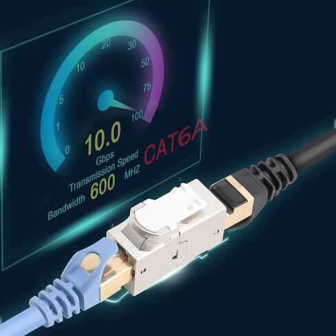 RJ45 مقرنة كيستون جاك Cat6A 10G، Cat6A أنثى كيستون STP للوحة الحائط ولوحة التصحيح، محمية Rj45 جاك مطلية بالذهب سبائك الزنك الإسكان لCat7، Cat6، Cat6A، Cat5 كابلات 12 حزمة in Kuwait