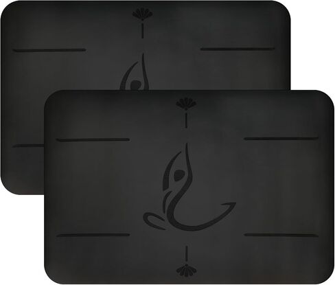 Yoga Mat Fitness & Exercise Mat PU Yoga Knee Pad Cushion Kneeling Pads Support for Knees, Non Slip Exercise Mat for Home Yoga, Pilates, Stretching, Floor & Fitness Workouts, Men and Women, Black, 23.62x15.74x0.17 Inch Black in Saudi Arabia