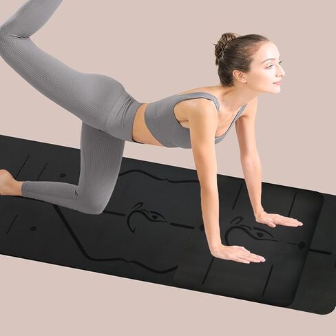 Yoga Mat Fitness & Exercise Mat PU Yoga Knee Pad Cushion Kneeling Pads Support for Knees, Non Slip Exercise Mat for Home Yoga, Pilates, Stretching, Floor & Fitness Workouts, Men and Women, Black, 23.62x15.74x0.17 Inch Black in Saudi Arabia