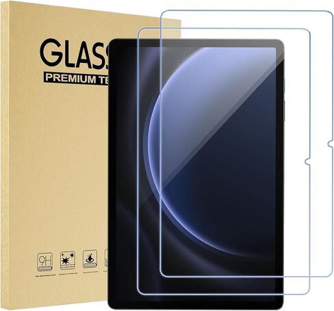 2- Pack Tempered Glass Screen Protector for Samsung Galaxy Tab S9 FE 9H Hardness Crystal Clear Scratch Resistant Bubble Free Easy Installation in Kuwait
