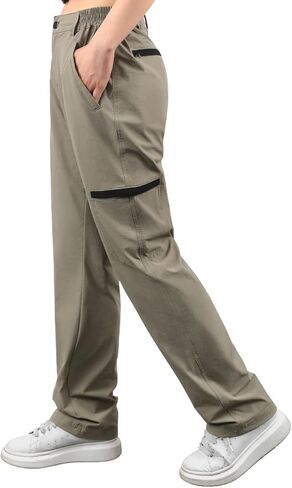 سراويل Nonwe النسائية للتنزه في الهواء الطلق مع جيوب، سراويل كارجو سريعة الجفاف للسيدات كاجوال in Kuwait