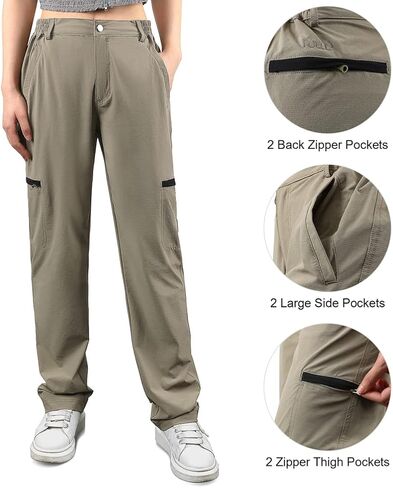 سراويل Nonwe النسائية للتنزه في الهواء الطلق مع جيوب، سراويل كارجو سريعة الجفاف للسيدات كاجوال in Kuwait