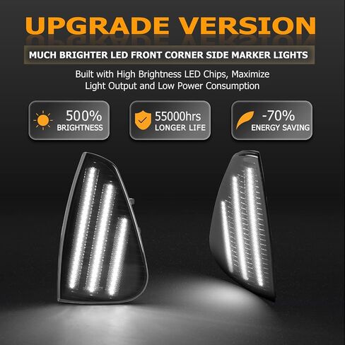 مجموعة مصابيح إشارة جانبية LED من Gempro لسيارة دودج تشارجر 2006 2007 2008 2009 2010 مصابيح إشارة الزاوية للسائق وجانب الركاب، قطعتان (أسود مدخن) in Saudi Arabia