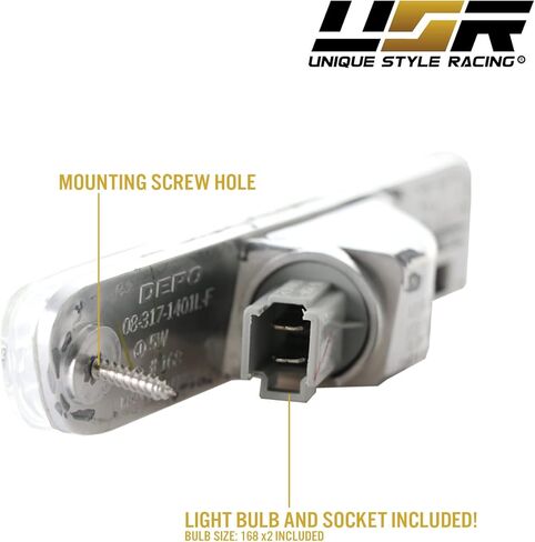 USR 94-95 Accord TURN SIGNAL BUMPER LIGHT – CLEAR Bumper Lamps (Left + Right) Pair - Compatible with 1994-1995 Accord 2D Coupe & 4D Sedan All Models 5th Generation (JDM CLEAR BUMPER LIGHTS) in Saudi Arabia