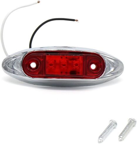 TMH Mini Side Led Marker QR Model Clear Lens 5 Pcs Amber Light 5 pcs Red Light Chrome Bezel, Universal LED Clearance Markers Truck Trailer Boat ATV Marine Marker lights, side marker lights in Kuwait