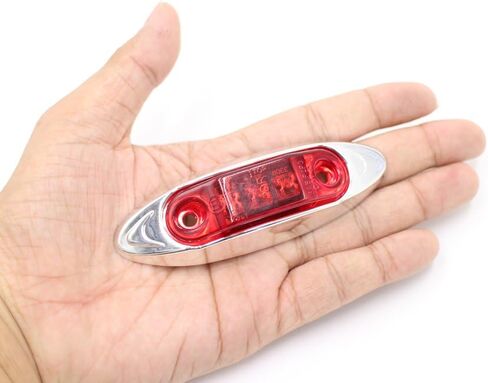 TMH Mini Side Led Marker QR Model Clear Lens 5 Pcs Amber Light 5 pcs Red Light Chrome Bezel, Universal LED Clearance Markers Truck Trailer Boat ATV Marine Marker lights, side marker lights in Kuwait