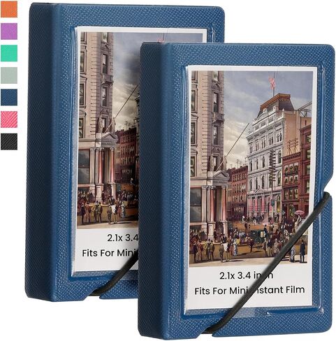 ألبوم صور صغير مكون من قطعتين مع 28 جيبًا مقاس 2x3 بوصة يناسب كاميرا Fujifilm Instax Mini 7s 8 9 11 25 26 40 50s 90 Evo Z2300 كاميرا فورية، بولارويد سناب، حامل بطاقة صور Kpop (أزرق بحري) in Kuwait