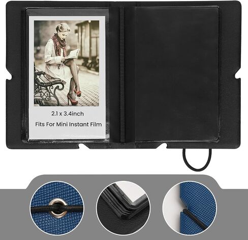 ألبوم صور صغير مكون من قطعتين مع 28 جيبًا مقاس 2x3 بوصة يناسب كاميرا Fujifilm Instax Mini 7s 8 9 11 25 26 40 50s 90 Evo Z2300 كاميرا فورية، بولارويد سناب، حامل بطاقة صور Kpop (أزرق بحري) in Kuwait