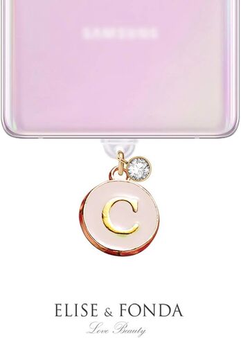 ELISE & FONDA TP3 Type-C USB Charging Port Anti Dust Plug Cute Round Initial letter C Cell Phone Charm for Samsung Galaxy/Huawei/OnePlus/Xiaomi/oppo New Android Phones(Blanchedalmond) in Saudi Arabia