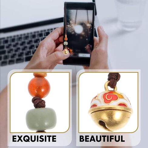 POPETPOP Cell Phone Charms Wrist Lanyard: Vintage Bead Bell Charm Bodhi Hand Wrist Strap Good Luck Ornament for Car Key Phone Bag in Saudi Arabia