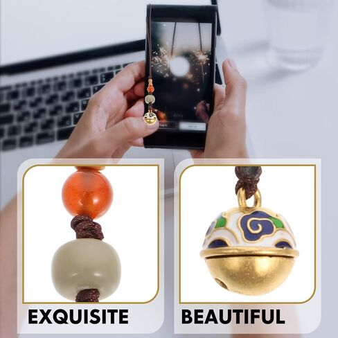 POPETPOP Cell Phone Charms Wrist Lanyard: Vintage Bead Bell Charm Bodhi Hand Wrist Strap Good Luck Ornament for Car Key Phone Bag in Saudi Arabia