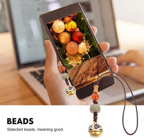 POPETPOP Cell Phone Charms Wrist Lanyard: Vintage Bead Bell Charm Bodhi Hand Wrist Strap Good Luck Ornament for Car Key Phone Bag in Saudi Arabia
