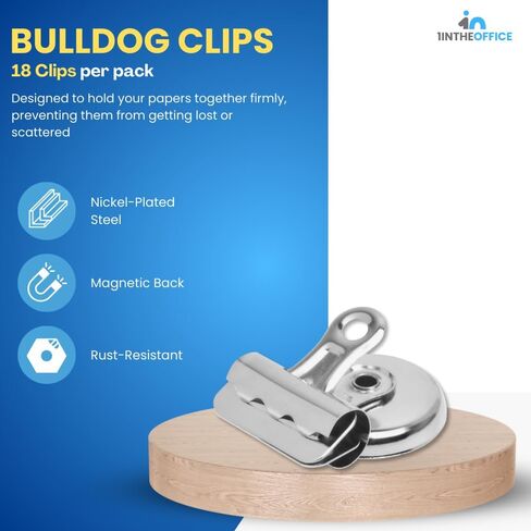 1InTheOffice Bulldog Clips 1.5 Inch - Heavy Duty Refrigerator Magnetic Clips - 1.3" (18 Pack) in Kuwait