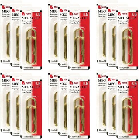 Acco Mega Clip Paper Clips, Gold, 5 Count (A7072536) in Saudi Arabia