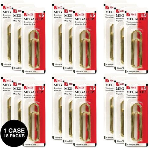 Acco Mega Clip Paper Clips, Gold, 5 Count (A7072536) in Saudi Arabia