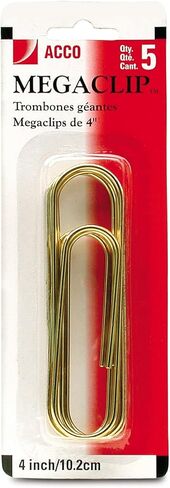 Acco Mega Clip Paper Clips, Gold, 5 Count (A7072536) in Saudi Arabia