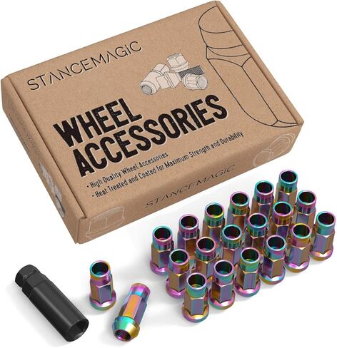 20 قطعة من StanceMagic صواميل موالف ممتدة مقاس 12x1.25 من StanceMagic - طرف مفتوح، مقعد بلوط مستدق مخروطي، طول 50 مم (2 بوصة)، عرض 22 مم (0.87 بوصة)، سداسي 17 مم 11/16 بوصة - متوافق مع Nissan Infiniti Subaru والمزيد in Kuwait
