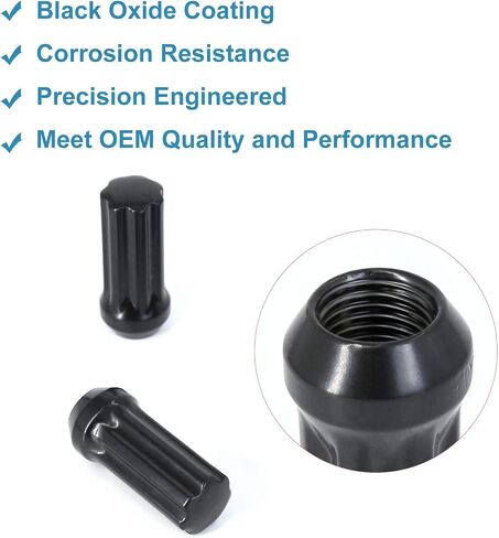 M14x1.5 Lug Nuts, Wheel Accessories Parts Set of 24 Black Locking Lug Nuts with 7 Spline Lug Nut Key,14x1.5 Lug Nuts for Chevy, GMC, Cadillac,Ford F150 F250, Toyota Tacoma/Tundra/Camry in Kuwait