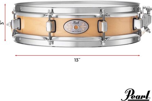 Pearl 13"x3" Brass Piccolo Snare Drum with Fat, Cracking Brass Shell Tone; Features 1mm Polished Brass Shell, 1.6mm Triple-Flanged Hoops, 8x dual Tension Lugs, and smooth SR018 Snare Strainer. in Kuwait
