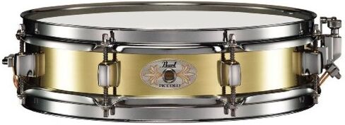 Pearl 13"x3" Brass Piccolo Snare Drum with Fat, Cracking Brass Shell Tone; Features 1mm Polished Brass Shell, 1.6mm Triple-Flanged Hoops, 8x dual Tension Lugs, and smooth SR018 Snare Strainer. in Kuwait