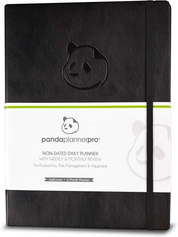 Panda Planner Pro Daily Journal - Undated 6-Month Productivity & Happiness Organizer for Goal Setting & Gratitude - Softcover 8.5" x 11" Planner with Habit Tracker & To-Do List for Work, School, Home, and ADHD Management (Black) in Saudi Arabia
