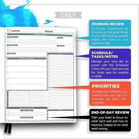 Panda Planner Pro Daily Journal - Undated 6-Month Productivity & Happiness Organizer for Goal Setting & Gratitude - Softcover 8.5" x 11" Planner with Habit Tracker & To-Do List for Work, School, Home, and ADHD Management (Black) in Saudi Arabia