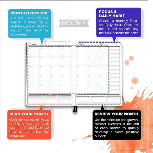 Panda Planner Pro Daily Journal - Undated 6-Month Productivity & Happiness Organizer for Goal Setting & Gratitude - Softcover 8.5" x 11" Planner with Habit Tracker & To-Do List for Work, School, Home, and ADHD Management (Black) in Saudi Arabia
