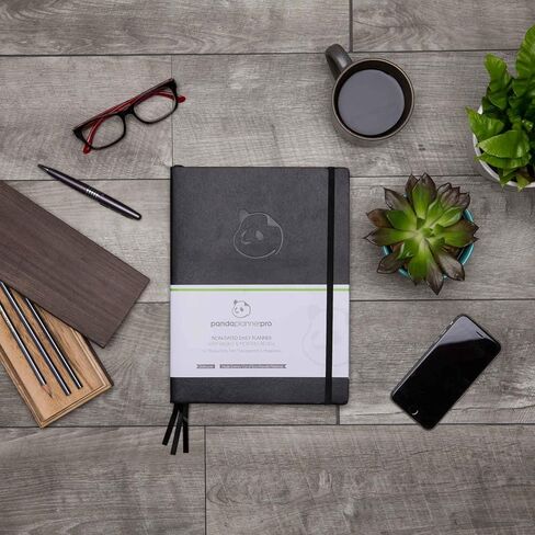 Panda Planner Pro Daily Journal - Undated 6-Month Productivity & Happiness Organizer for Goal Setting & Gratitude - Softcover 8.5" x 11" Planner with Habit Tracker & To-Do List for Work, School, Home, and ADHD Management (Black) in Saudi Arabia