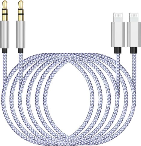 [معتمد من Apple MFi] سلك AUX لهاتف iPhone، 2 حزمة من كابل صوت Lightning إلى 3.5 مم بطول 3.3 قدم، محول مقبس سماعة الرأس، كابل صوت ستيريو Aux للسيارة، صوت Hi-Fi متوافق مع iPhone 14/13/12/11/XR/X/8/7 /SE/iPad in Kuwait