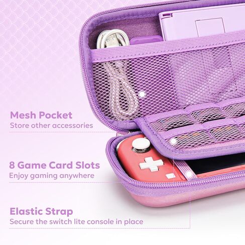 Switch Lite Carrying Case, innoAura Switch Lite Accessories Set with Shiny Switch Lite Bag, Switch Lite Cover, Switch Lite Screen Protector, Switch Game Case and Cute Thumb Caps (Sequins Purple) in Saudi Arabia