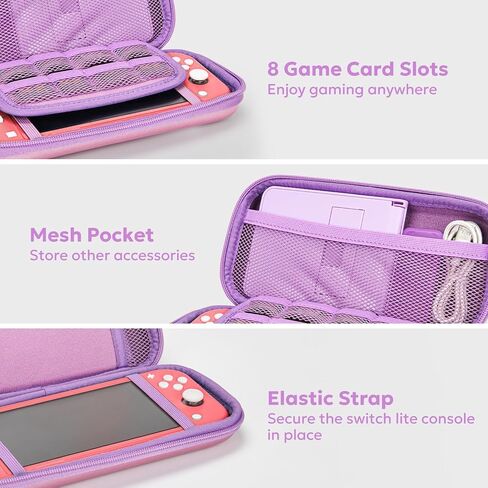 Switch Lite Carrying Case, innoAura Switch Lite Accessories Set with Shiny Switch Lite Bag, Switch Lite Cover, Switch Lite Screen Protector, Switch Game Case and Cute Thumb Caps (Sequins Purple) in Saudi Arabia