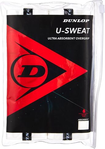 Dunlop Sports U-Sweat Tennis/Squash/Badminton/Padel OVERGRIP (3-Pack, 12-Pack, 30-Pack Roll) (Black & White Colors) (Super Absorbent, Moisture Wicking Construction, Comfortable, Cushioned Surface) in Saudi Arabia