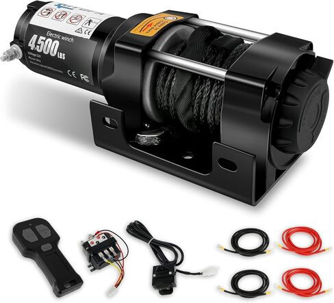 ونش 4500 رطل، ونش كهربائي 12 فولت لسحب ATV/UTV على الطرق الوعرة مع جهاز تحكم عن بعد لاسلكي ومقبض سلكي، دعامة تثبيت، مقاومة للماء IP66 in Kuwait