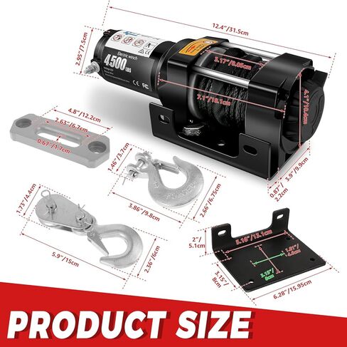 ونش 4500 رطل، ونش كهربائي 12 فولت لسحب ATV/UTV على الطرق الوعرة مع جهاز تحكم عن بعد لاسلكي ومقبض سلكي، دعامة تثبيت، مقاومة للماء IP66 in Kuwait