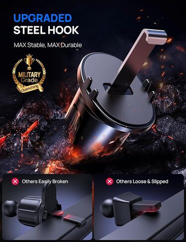 حامل هاتف مطور لتركيب فتحة تهوية السيارة مع مشبك خطاف فولاذي قابل للسحب، تشغيل بيد واحدة، حامل مشبك حر اليدين لهواتف iPhone وSamsung وHuawei وGoogle وNokia وجميع الهواتف الذكية in Kuwait