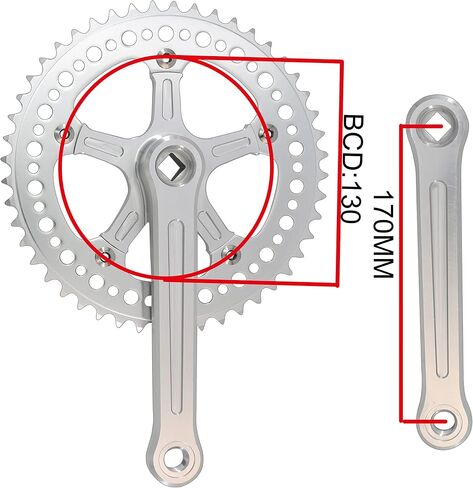 Fixed Gear Bicycle Crankset Single Speed 48T 130BCD 170mm Upgraded Material, Fully CNC Grinding in Saudi Arabia