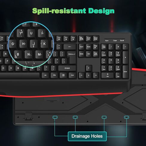 مجموعة لوحة مفاتيح وماوس لاسلكية من cimetech، لوحة مفاتيح مريحة كاملة الحجم 2.4G مع مسند راحة اليد، ماوس ضوئي قابل للتعديل 3 DPI، لوحة مفاتيح كمبيوتر هادئة للكمبيوتر المحمول Windows Mac in Kuwait