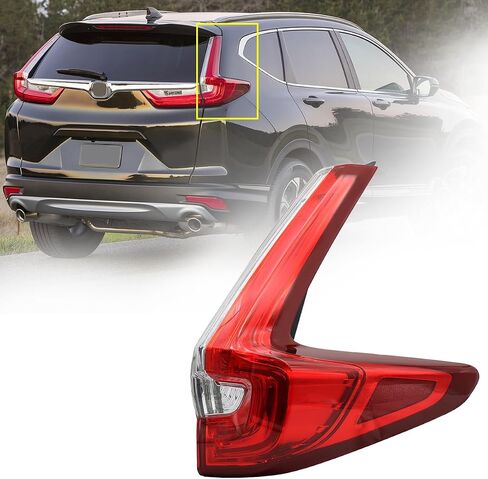 Left Driver Side Tail Light Assembly LED Fit for 2017-2019 Honda CRV Outer Taillight Rear Lamp Bulb Included in Saudi Arabia