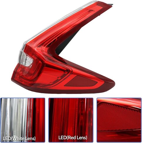 Left Driver Side Tail Light Assembly LED Fit for 2017-2019 Honda CRV Outer Taillight Rear Lamp Bulb Included in Saudi Arabia