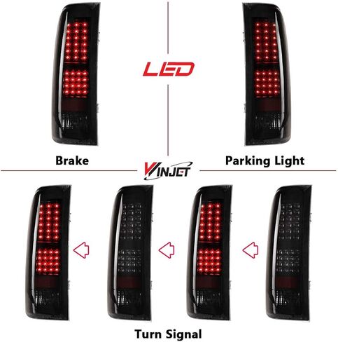 مصابيح خلفية LED Winjet لـ [2007-2013 Chevy Silverado 1500] [2007 2008 2009 2010 2011 2012 2013 2014 Silverado 2500/3500] مصابيح خلفية LED للسائق وجانب الركاب واضحة in Kuwait