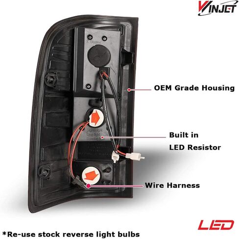 مصابيح خلفية LED Winjet لـ [2007-2013 Chevy Silverado 1500] [2007 2008 2009 2010 2011 2012 2013 2014 Silverado 2500/3500] مصابيح خلفية LED للسائق وجانب الركاب واضحة in Kuwait