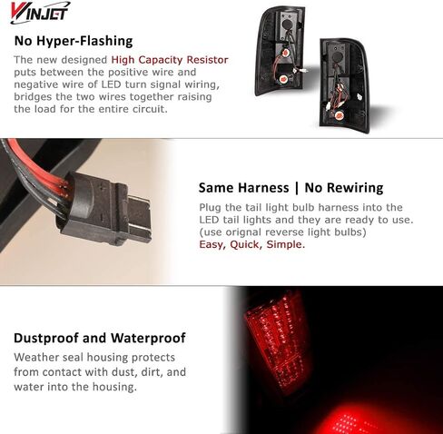 مصابيح خلفية LED Winjet لـ [2007-2013 Chevy Silverado 1500] [2007 2008 2009 2010 2011 2012 2013 2014 Silverado 2500/3500] مصابيح خلفية LED للسائق وجانب الركاب واضحة in Kuwait