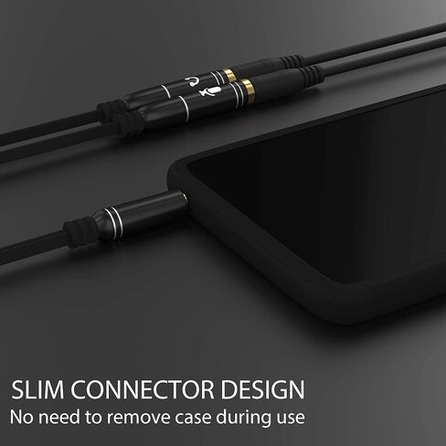 Headphone Splitter Adapter, 3.5mm Audio + Mic 4 Pole TRRS Splitter (3.5mm Male to 2X 3.5mm Female) Jack Y Cable Compatible for Gaming Headset to PS4/Xbox One/Phone/Laptop CTIA - 8inch/20CM in Kuwait