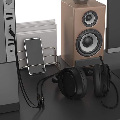 Headphone Splitter Adapter, 3.5mm Audio + Mic 4 Pole TRRS Splitter (3.5mm Male to 2X 3.5mm Female) Jack Y Cable Compatible for Gaming Headset to PS4/Xbox One/Phone/Laptop CTIA - 8inch/20CM in Kuwait