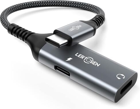موزع USB C، محول سماعة رأس وشاحن USB C مزدوج، منفذ شحن USB C PD 3.0 2 في 1 إلى صوت Aux وسلك كابل دونجل شحن سريع 60 وات لهاتف Galaxy S22/S21/S20/Note 20، بكسل 4/3/2 / XL in Kuwait