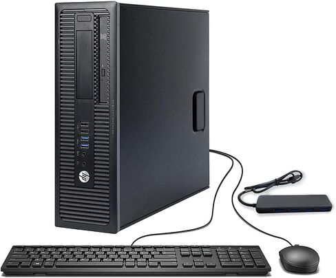 كمبيوتر مكتبي HP كمبيوتر صغير الحجم Intel Core i5-4th Gen، ذاكرة وصول عشوائي 16 جيجابايت 1 تيرابايت SDD، لوحة مفاتيح وماوس، بلوتوث واي فاي، شاشة 24 جديدة، محور USB 4 في 1، محرك أقراص فلاش 16 جيجابايت Windows 10Pro (متجدد) in Saudi Arabia