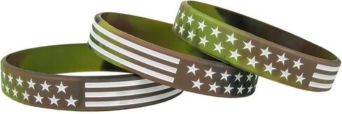 Sainstone Camouflage Army Rubber Bracelets, Military Silicone Wristbands with American USA Flag in Army Green and Desert Camo for Army Party Favors, American Patriots, Army Sport Fans in Saudi Arabia