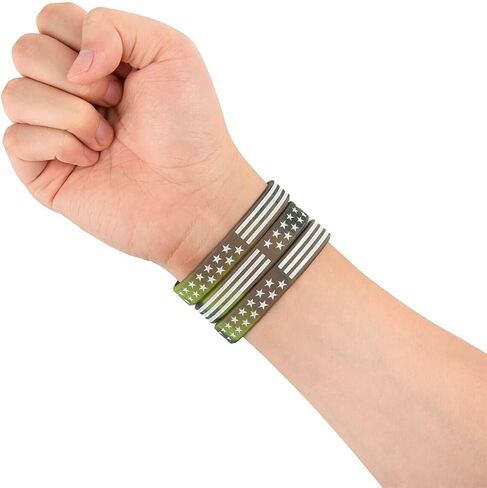 Sainstone Camouflage Army Rubber Bracelets, Military Silicone Wristbands with American USA Flag in Army Green and Desert Camo for Army Party Favors, American Patriots, Army Sport Fans in Saudi Arabia
