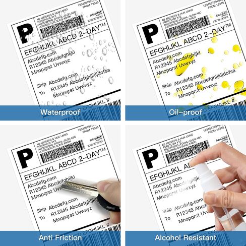ملصقات شحن حرارية مباشرة من POLONO مقاس 4 × 6 بوصات، ملصقات حرارية، متوافقة مع طابعة ملصقات POLONO A400 وPL60، درجة تجارية، لاصق دائم، بكرتان (80 ملصقًا/لفة) in Kuwait